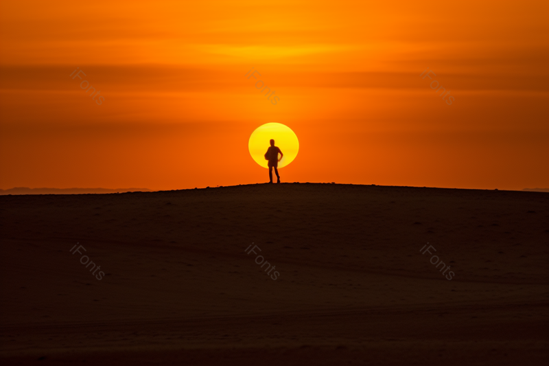 太阳下站立在沙漠中的独行者,高清,摄影图,摄影图片,图片大全,摄影图免费下载